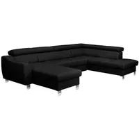 Wohnlandschaft Aspen Leder Schwarz