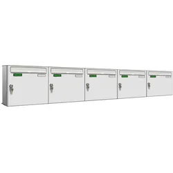 AL Briefkastensysteme 5 x Basic Wand Briefkasten RAL Farbe 9016 Verkehrs Weiss für Post A4, wetterfest, Artikelnummer: 431P5EA5P9016