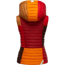 Navahoo Damen Steppweste leicht mit Abnehmbarer Kapuze Colourblocking-Stil Shadaa Multikulti Multicolour Autumn Leaves Gr. L - L