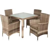 ESTEXO Polyrattan Sitzgruppe Gartenmöbel Set Rattan Gartenset Essgruppe Beige Braun