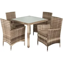 Estexo Polyrattan Sitzgruppe Gartenmöbel Set Rattan Gartenset Essgruppe Beige Braun