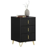 SoBuy Nachttisch Schwarz Holzwerkstoff, Metall, 40x63x40 cm, Schlafzimmer, Nachttische