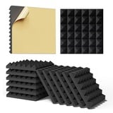 Akustikschaum Akustikschaumstoff Selbstklebend Schallschutzmatte Akustikpaneele, Hochdichte Schallabsorber Wand Schalldämmung für Tonstudio Schaumstoff (12 Stück-30 * 30 * 3cm, Schwarz-Pyramiden)