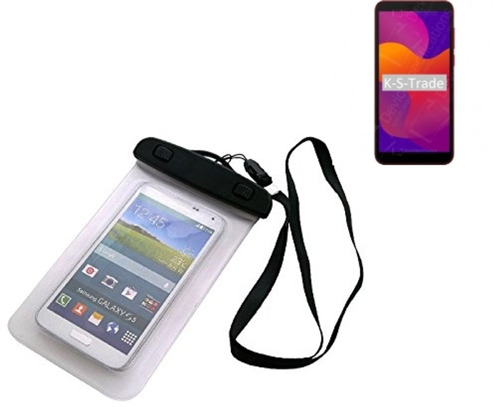 K-S-Trade Schutz Hülle Handy Hülle Kompatibel mit Huawei Honor 9S Beach Bag wasserdicht 16cm x 10cm Schutzhülle Staub Sand Flachwasser Beachbag