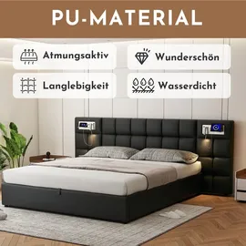 lanki international gmbh Polsterbett 180 x 200 cm Schwarz