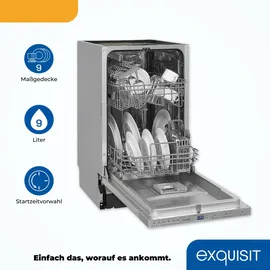 Exquisit EGSP2109-E-030E Einbau-Geschirrspüler (vollintegrierbar, 448 mm breit)