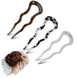 French Hair Pin Aus Metall für Frauen - Goldene U-Förmige Haarschmuck, Haarnadeln Groß Französische Haarnadel für Alle Haartypen, Spangen für Dutt, Twists, French Twist Hair Pin(Schildpatt)