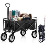 DOTMALL Bollerwagen Outdoor Trolley,Verstellbare Griffe, Faltbar, bis 100 kg schwarz