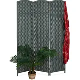 Relaxdays Paravent Raumteiler, HxB: 170 x 120 cm, Faltbarer Raumtrenner, 3-teiliger Sichtschutz, Holz Papierseil, weiß