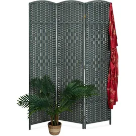 Relaxdays Paravent Raumteiler, HxB: 170 x 120 cm, Faltbarer Raumtrenner, 3-teiliger Sichtschutz, Holz Papierseil, weiß