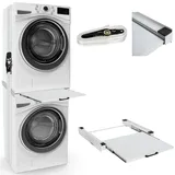 deluke DELUKE® Verbindungsrahmen für Waschmaschine/Trockner EDEO mit Ablage, 60cm Breit, Universal Zwischenbaurahmen Waschmaschinen Trockner Zwischenbausatz