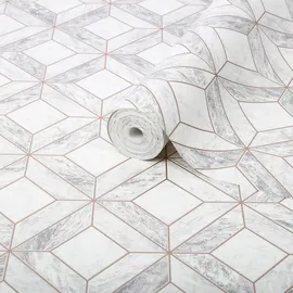 CONTOUR Vliestapete Marble Marquetry White Rose Gold 10,05 x 0,52 m
