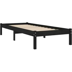 vidaXL Massivholzbett Schwarz Kiefer 100x200 cm