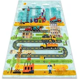 Junior 52105.801 Baustelle, Straßen Für Kinder Anti-rutsch - Blau Multicolour 80x150 Cm