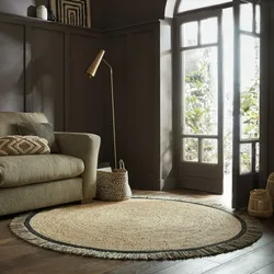 Teppich FLAIR RUGS "KAHANA", schwarz, H:2mm Ø:180cm, Jute, Kunstfaser, Teppiche, Handgemacht