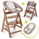 hauck Alpha+ walnut inkl. Alpha Bouncer 2 in 1 stretch beige und Sitzauflage