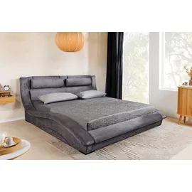 Riess-Ambiente Bett SWING 180x200cm grau Samt geschwungenes Rahmenbett