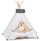 HOMCENT Tipi Zelt für Haustiere, Pet Tipi mit Kissen für mittelgroße Hunde, Katzen, Haustierzelt, Hundehütte, 50x50x70 cm