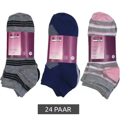 24 Paar TRUE style Baumwoll-Strümpfe mit Komfortbund nachhaltige Sneaker-Socken mit verschiedenen Mustern Pink, Blau oder Schwarz - 35-38