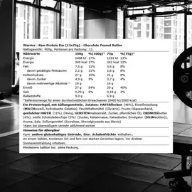 Warrior Raw Protein Flapjacks Schokolade Erdnuss Riegel 12 x 75 g