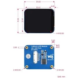 Waveshare 1.69inch LCD Display Module 240x280 IPS, SPI Interface 262K Colors