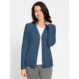 Witt Weiden Ajour-Strickjacke Langarm rauchblau-meliert 50