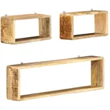 vidaXL Würfel-Wandregal-Set 3-tlg. Massivholz 0 x 0 x 0 cm Braun