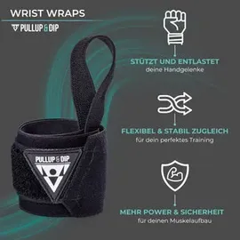 PULLUP & DIP Wrist Wraps Handgelenk Bandagen für Calisthenics, Crossfit, Bodybuilding & Krafttraining, Stabilisierend & Schützend, (Pullup & Dip Branding)