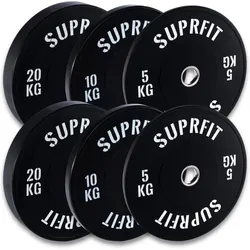 Suprfit Econ Bumper Plates White Logo Set, 70 kg, Ohne Hantelstange One Size