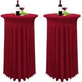 luxuskollektion 2er-Set Stretch Stehtisch Husse Weinrot Ø 80-85 cm