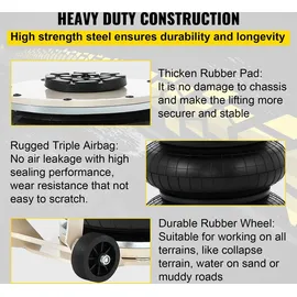 Vevor 5T Luftkissen Air Jack Wagenheber Pneumatisch, 400 mm Druckluft Luftringe
