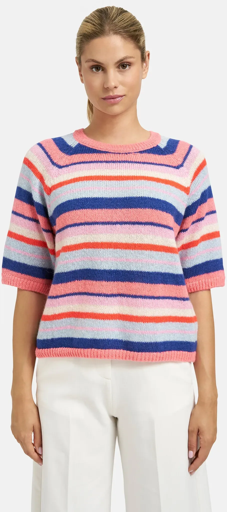 Rundhalspullover SMITH & SOUL, Damen, Gr. M, mandarine, Strick, Material: 40% Polyacryl, 30% Alpaka, 30% Polyamid, gestreift, regular fit normal, Rundhals, Raglanärmel Rippbündchen, Pullover Rundhalspullover