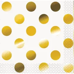16 kleine Servietten Gold Folie Punkte