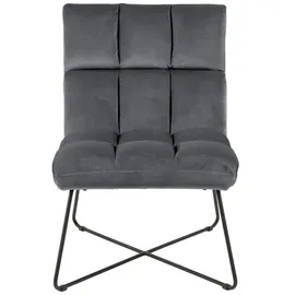 VCM Cocktailsessel Alba Samt 62 x 90 x 86 cm Grau