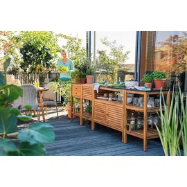Dehner Outdoor-Küche Schrank, Southampton ca. B100/H90/T50 cm, Hellbraun
