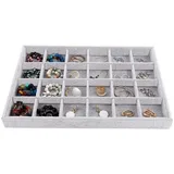 luxuskollektion Schmucktablett 24 Raster Organizer E-24 Fächer ohne Deckel Grau