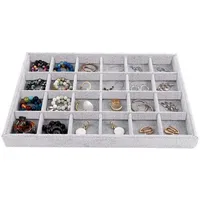luxuskollektion Schmucktablett 24 Raster Organizer E-24 Fächer ohne Deckel Grau