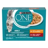 Purina One Adult mit Huhn, Rind und Gemüse in Sauce Katzen-Nassfutter 8 x 85 g