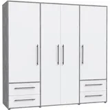 Forte Drehtürenschrank Jupiter 206 x 200 x 59 cm Grau/Weiß