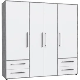 Forte Drehtürenschrank Jupiter 206 x 200 x 59 cm Grau/Weiß