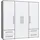 Forte Drehtürenschrank Jupiter 206 x 200 x 59 cm Grau/Weiß