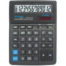 Donau Elektronik DONAU TECH Tischrechner 12-Stellig Wurzelfunktion/ 19,9 x 15,3 x 3,1cm/ Schwarz/Rechner mit 10-stelliger Anzeige/Dual-Power Solar - Batteriebetrieb/Kompaktes Design