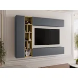 Mirjan24 Wohnwand Kodita, (Komplett-Set, 3x Hängeschrank, Regal), 224x33x160 cm grau