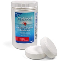 Cristal 1 kg e-Chlortabletten 200 g langsam löslich, einzeln verpackt, für Pools ab 20 m3 - hoher Aktivchlorgehalt - Langzeitdesinfektion