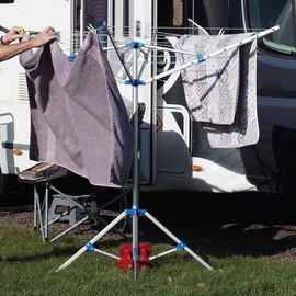 Wiltec Mobile Wäschespinne Wäscheständer Alu Höhe 155cm Wohnwagen Camping Klappbar Wohnmobil Reise