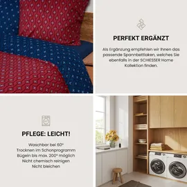 SCHIESSER Bettwäscheset Nahla - Feinbiber - 2-teilig - 155 x 220 cm - Rost-Dunkelblau