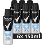 Rexona Men Cobalt Dry Anti-Transpirant mit 48 Stunden Schutz gegen Körpergeruch und Achselnässe 6x 150 ml