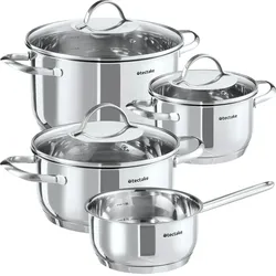 TECTAKE Kochtopfset Bologna Edelstahl 7-tlg., für Induktion geeignet - silber