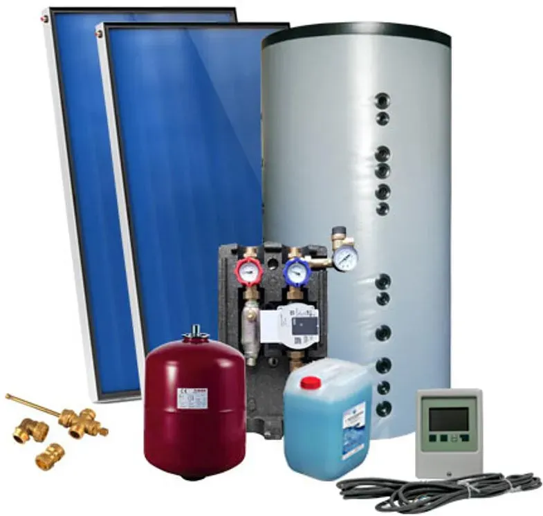 Solarpaket SUNEX AMX 2.0 , Flachdachmontage 4,00m2 mit Hygienespeicher 500L, 1 WT