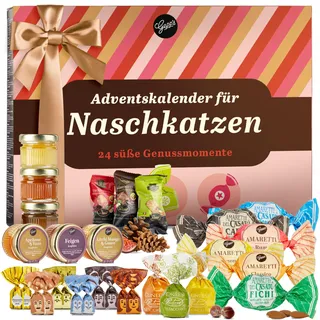 Gepp’s Feinkost Adventskalender Naschkatze I 24 feinste Konfitüren, italienische Spezialitäten & Pralinen, Honig I Gourmet Snack Adventskalender mit u.a. Amaretti, Tartufi dolce für Frauen und Männer